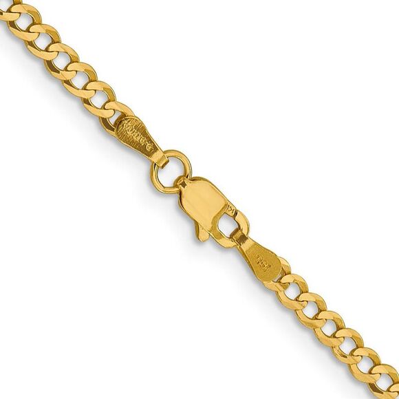 3mm 14K Yellow Gold Solid Lightweight Flat Curb Chain Necklace, 26 In. - Picture 3 of 6